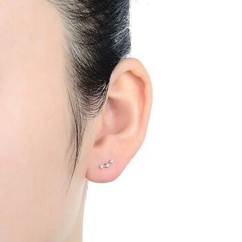 Boucles d'oreilles Qant en argent sterling 925 avec placage rhodium et zircone brillante. 2