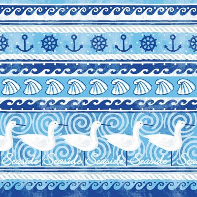 Napkin Seaside in blue from Linclass® Airlaid 40 x 40 cm, 12 pieces