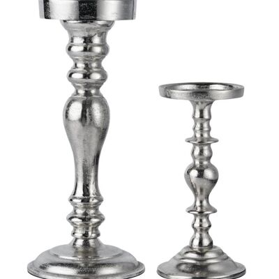 Set di 2 candelieri in argento da 21 / 31 cm