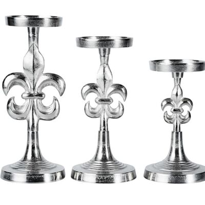 Candlestick Silver Lily Set of 3