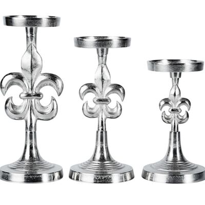 Candlestick Silver Lily Set of 3