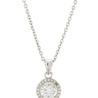 Legend Gem Necklace in 925 Sterling Silver with Rhodium Plating and Shiny Zirconia.