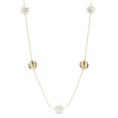 Vidthas Alloy Metal Necklace With 18K Yellow Gold Plating And White Pearl.