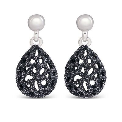 Rhodium-plated metal alloy Furush earrings.