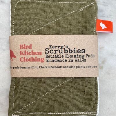 Bird X Scrubbies Plastic Free Sponges - Green Linen