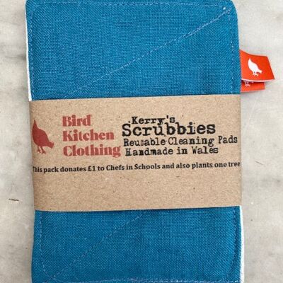 Bird X Scrubbies Plastic Free Sponges - Teal Linen