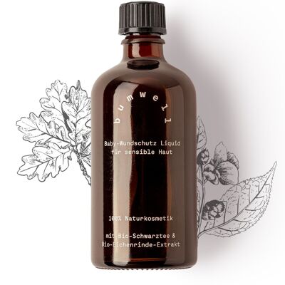 bumwell® liquide de protection des plaies pour bébé avec écorce de chêne biologique et thé noir biologique 100 ml