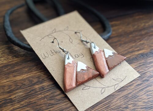 Snowy mountains hand painted air dry clay earrings