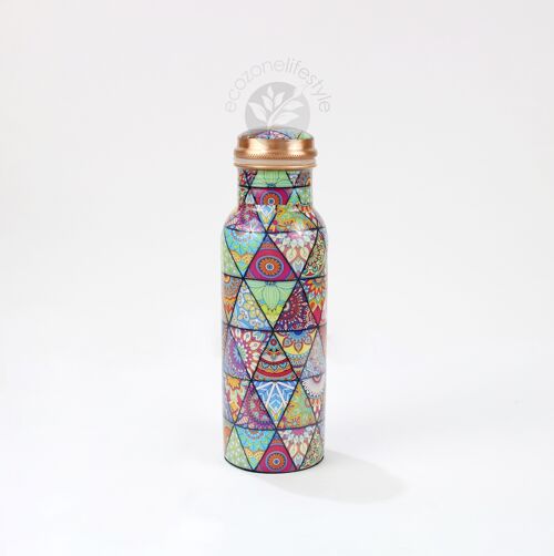 Elcobre premium limited edition printed copper bottle – Mandala 700 ml