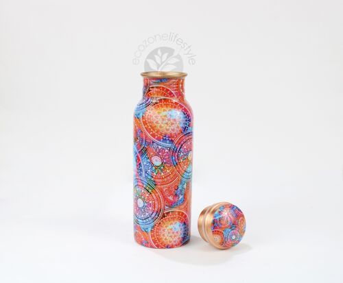 Elcobre premium limited edition printed copper bottle – Circle Mandala 700 ml