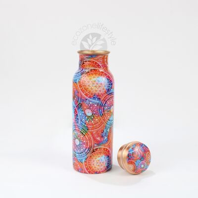Botella de cobre impresa de edición limitada premium Elcobre – Circle Mandala 700 ml