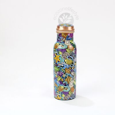 Elcobre premium limited edition printed copper bottle – Fish 700 ML