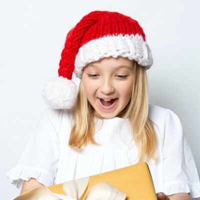 Kit de tejer gorro de Papá Noel para niños