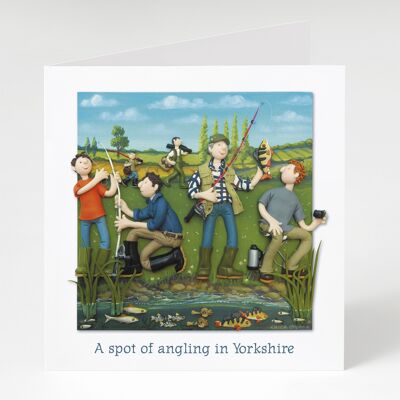A spot of angling in Yorkshire blank card by Erica Sturla