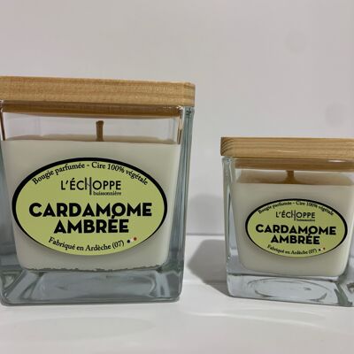 BOUGIE PARFUMEE CIRE 100 % VEGETALE SOJA - 8X8 190 G CARDAMOME AMBREE