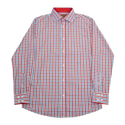 Formal Business Class Long Sleeve Classic Stripe in Red, Blue & White Shirt-