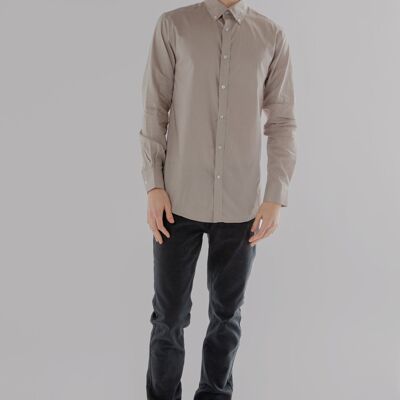 Regular Fit Oxford Cotton Long Sleeve Formal Smart Business Mens Shirt Sand Colour-