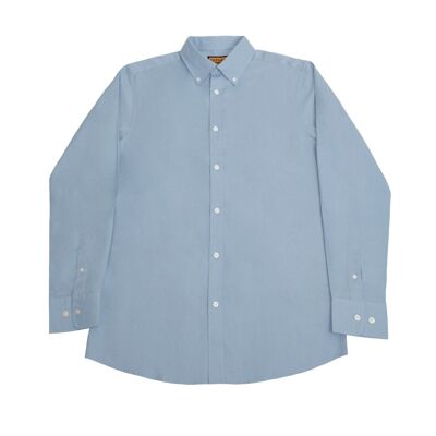 Regular Fit Oxford Cotton Long Sleeve Formal Smart Business Mens Shirt Mid Blue Colour-