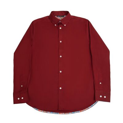 Long-Sleeved Shirt with Striped Details in Sun-dried red-