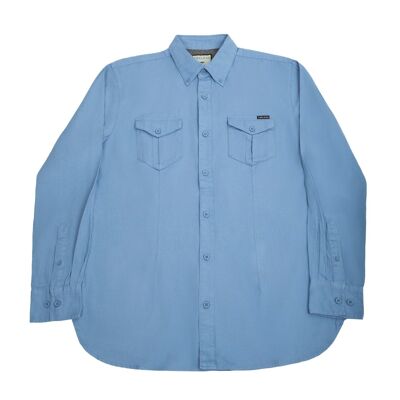 Long-Sleeved Shirt With Two Patch pockets in Quite Harbour Colour-