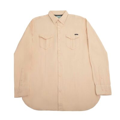 Long-Sleeved Shirt With Two Patch pockets in Ivory Colour-