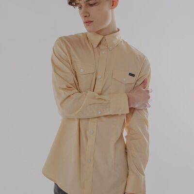Long-Sleeved Shirt With Two Patch pockets in Volcanic Glass Colour-