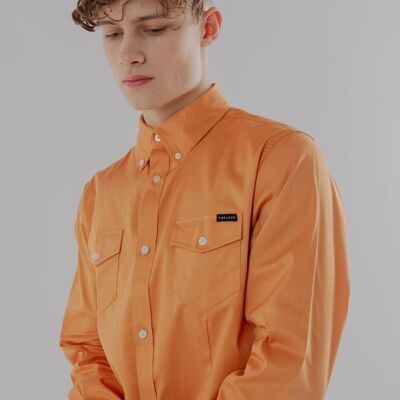 Button Down Long-Sleeved Shirt with Camo Details in Butterrum Colour-