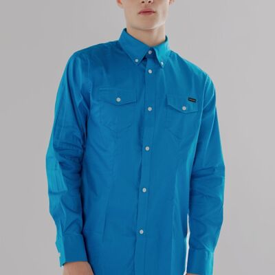 Long-Sleeved Shirt with Two Pockets in Brilliant blue Colour-