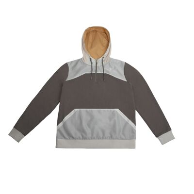 Contrast Quarter-Zip Hoodie in steel grey-