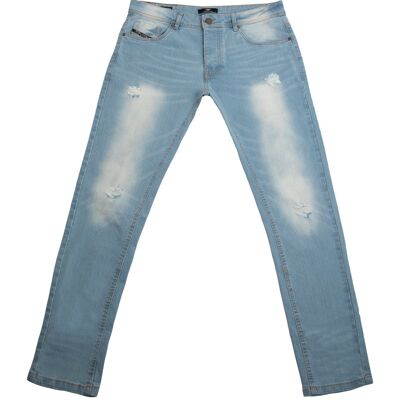 Vintage washed Bold Ripped Slim Fit Jeans in light blue-