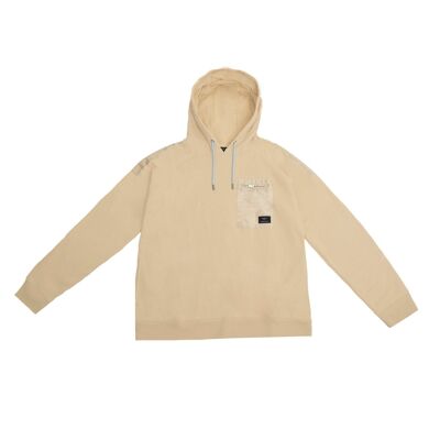 Pull-Over Hoodie with Contrast Pocket in Almond colour-
