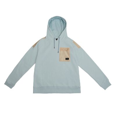 Pull-Over Hoodie with Contrast Pocket in baby blue colour-