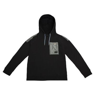 Pull-Over Hoodie with Contrast pocket in black-