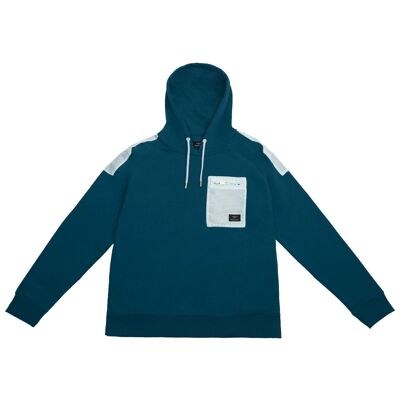 Pull-Over Hoodie with Contrast pocket in Teal Colour-