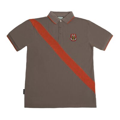 Diagonal Polo Shirt in brushed nickel and orange-