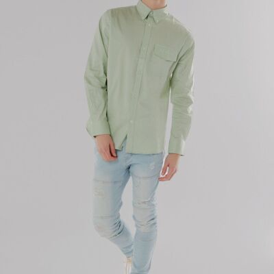 Long-Sleeved Shirt with Patch Pocket in pumice stone colour-