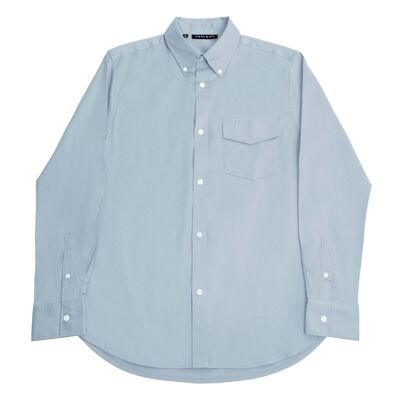 Button Down Collar Long-Sleeved Shirt with Patch Pocket in sea foam Colour-