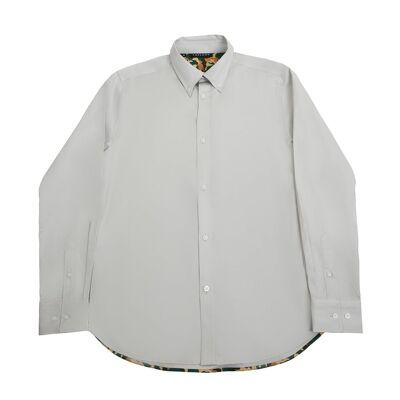 Button Down Long-Sleeved Shirt with Camo Details in Light grey colour-