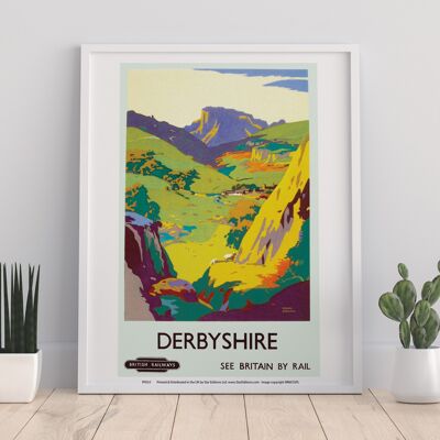 Derbyshire, vedere la Gran Bretagna in treno - 11 x 14" stampa d'arte premium