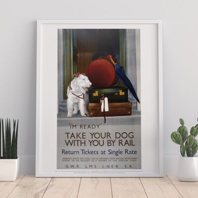 Llévate a tu perro contigo en tren - Impresión artística premium de 11X14"