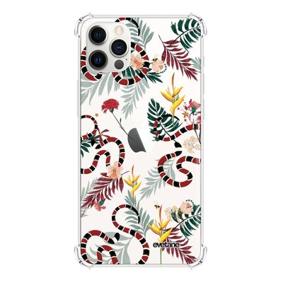 Soft shockproof iPhone 12/12 Pro case with reinforced angles transparent Snakes and flowers