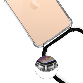 Coque iPhone 12/12 Pro anti-choc silicone avec cordon noir 3
