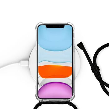 Coque iPhone 12/12 Pro anti-choc silicone avec cordon noir 5