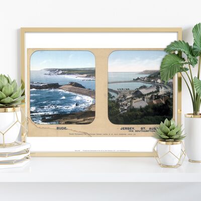 Bude und Jersey, St. Aubins – 11 x 14 Zoll Premium-Kunstdruck I