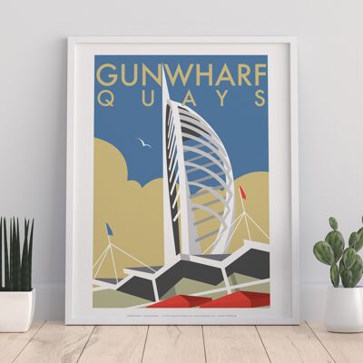 Gunwharf Quays von Künstler Dave Thompson – Premium Kunstdruck II