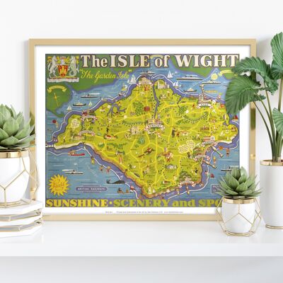 Isla de Wight - El mapa de la isla de Garden Isle - Impresión de arte I