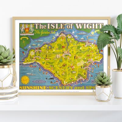 Isla de Wight - El mapa de la isla de Garden Isle - Impresión de arte II