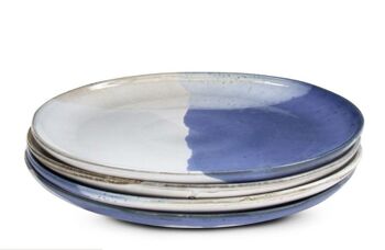 Assiette plate en céramique Salty Sea du Portugal bleu-blanc-gris 9