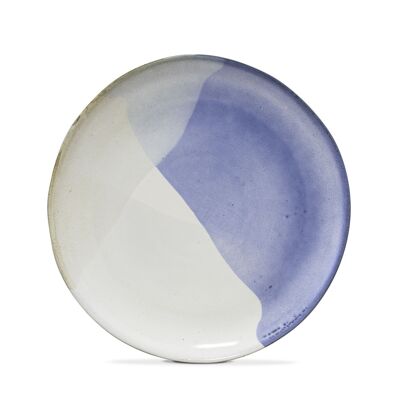 Piatto piano in ceramica Salty Sea dal Portogallo in blu-bianco-grigio
