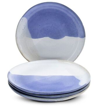 Assiette plate en céramique Salty Sea du Portugal bleu-blanc-gris 5